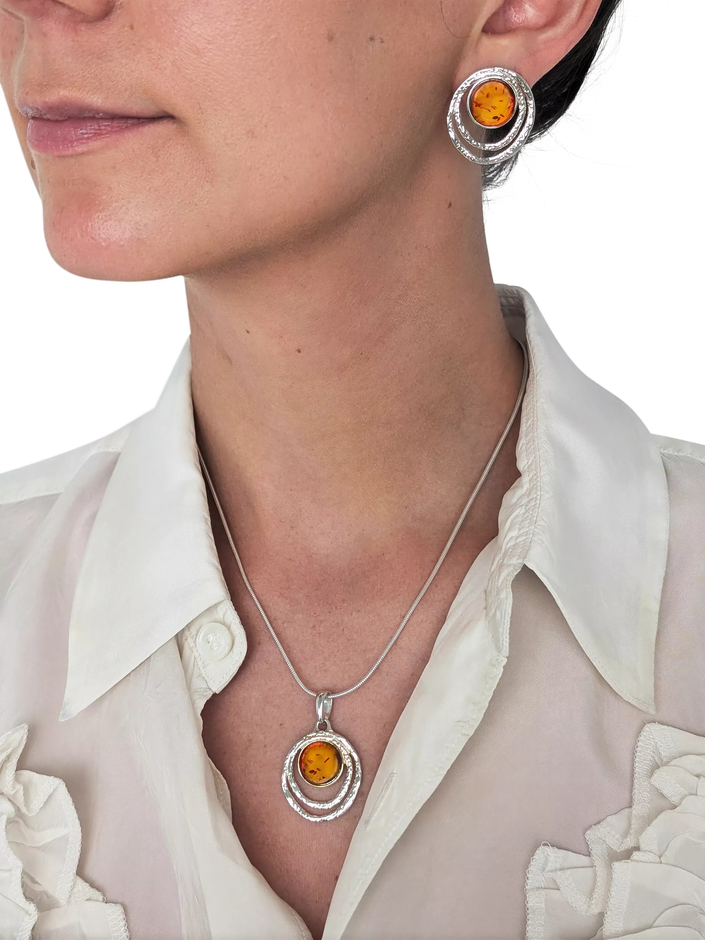 Be-Jewelled Baltic Amber stud earrings sterling silver, UK version