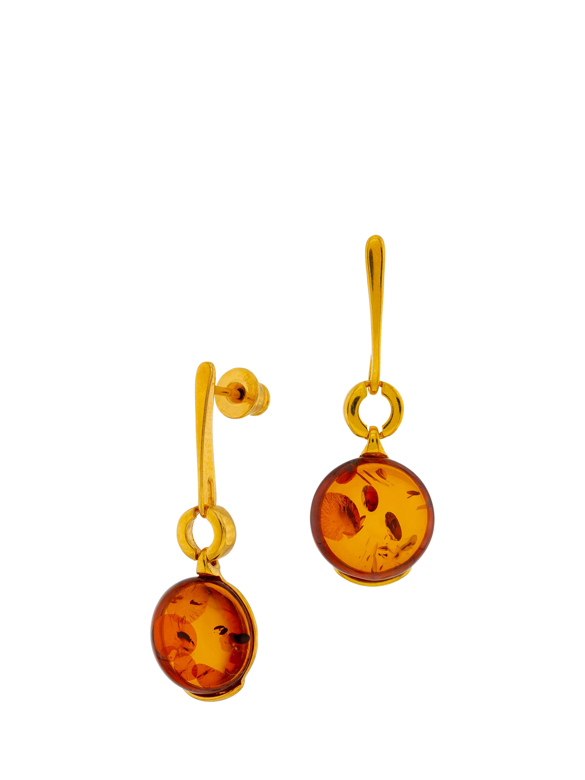 Be-Jewelled amber drop earrings gold cognac - British product