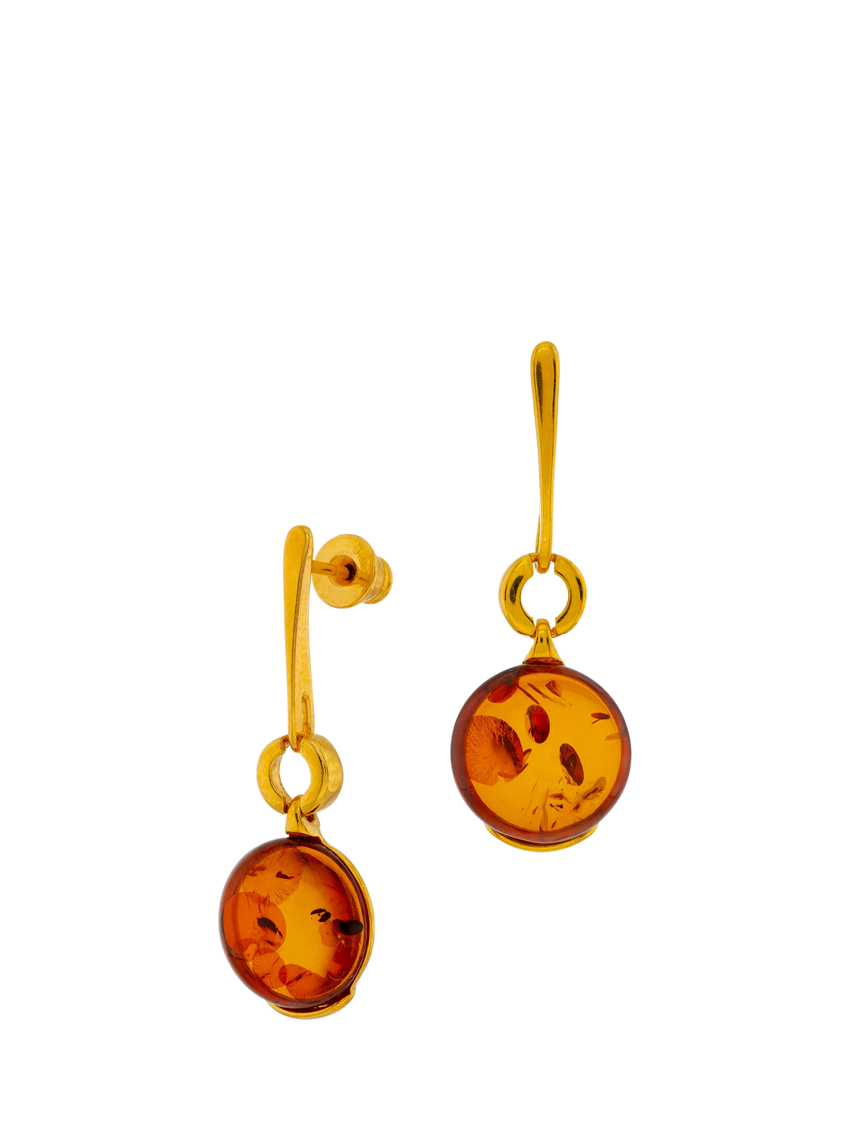 Be-Jewelled amber drop earrings gold cognac - British product