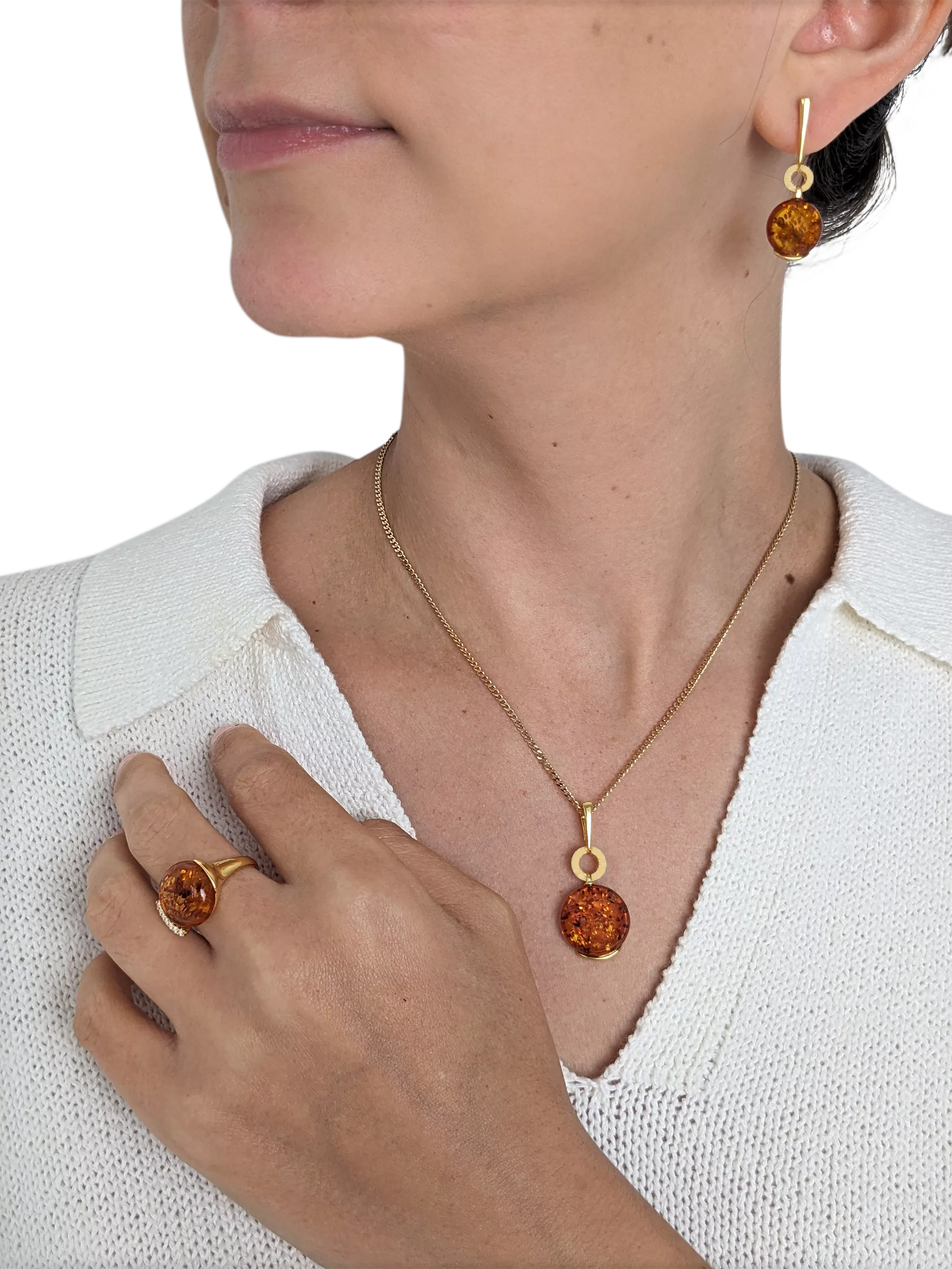 Be-Jewelled amber drop earrings gold cognac - British product