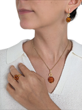 Be-Jewelled amber drop earrings gold cognac - British product