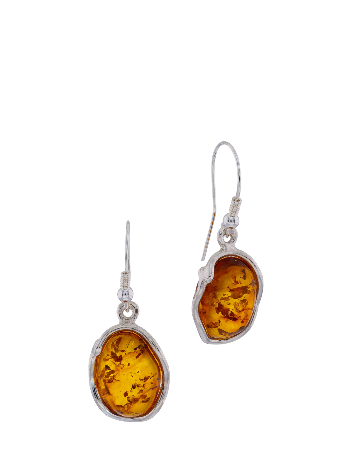 Be-Jewelled Baltic amber drop earrings sterling silver, imported from the UK