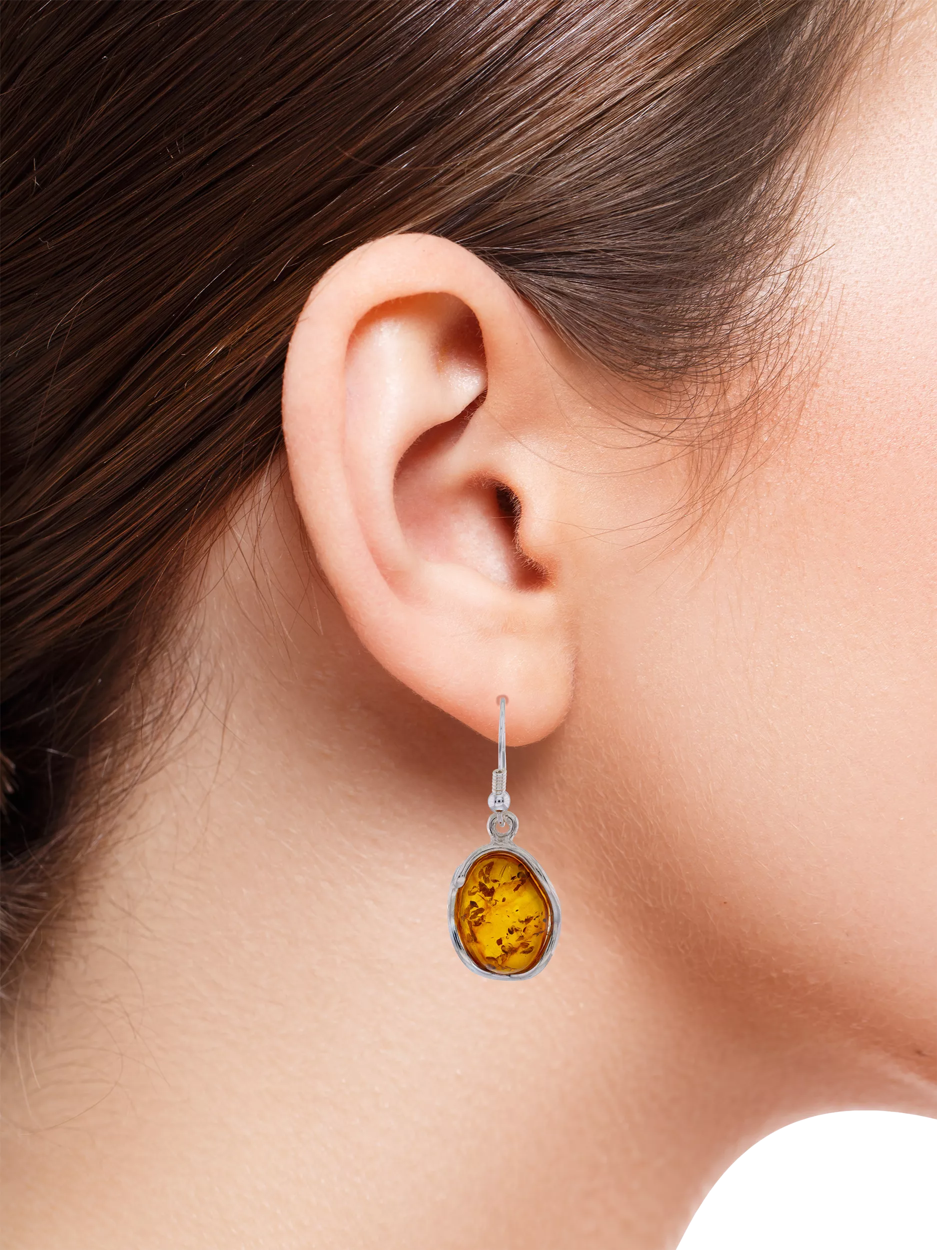 Be-Jewelled Baltic amber drop earrings sterling silver, imported from the UK