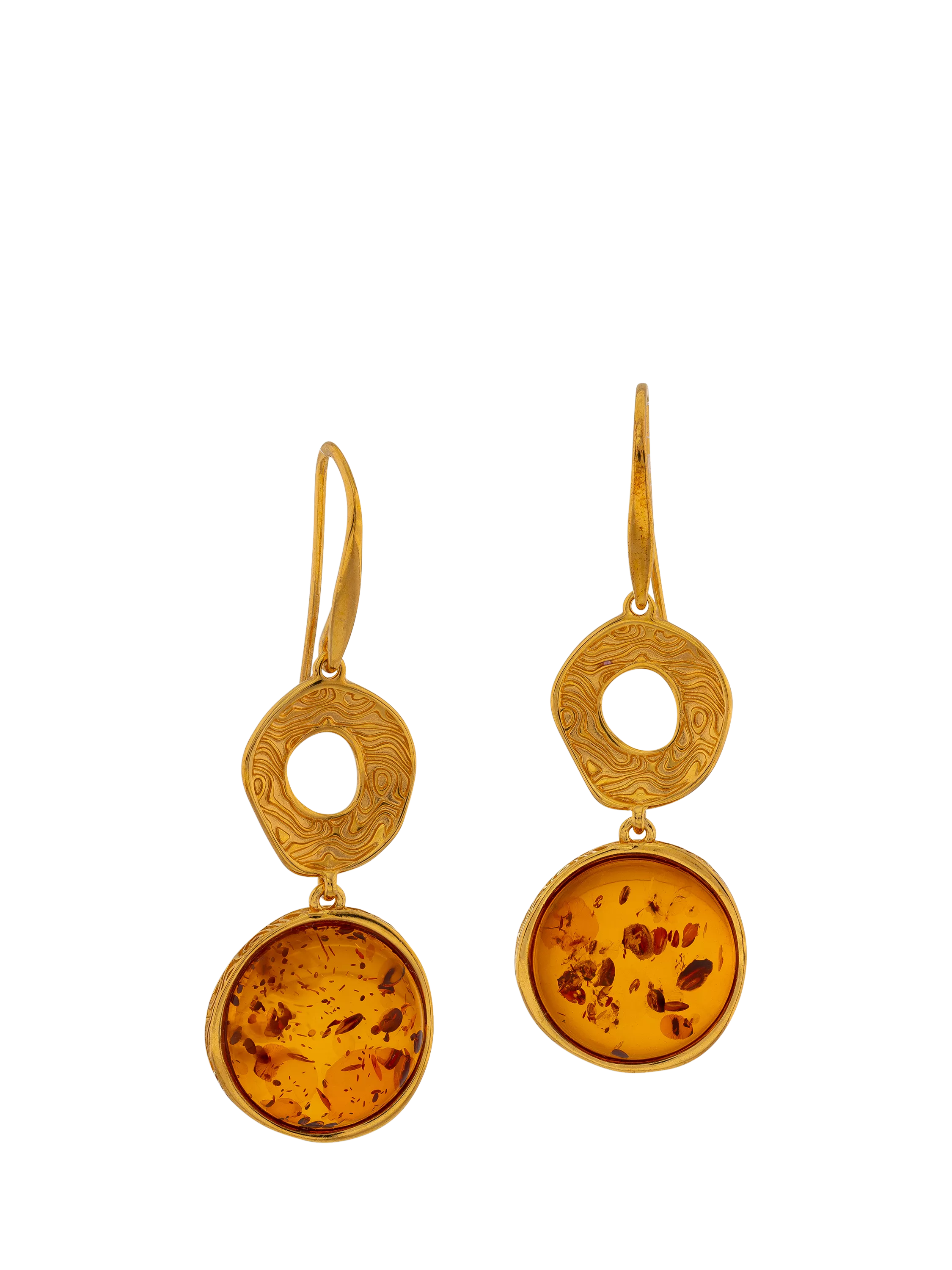Be-Jewelled Baltic amber drop earrings gold cognac, UK version