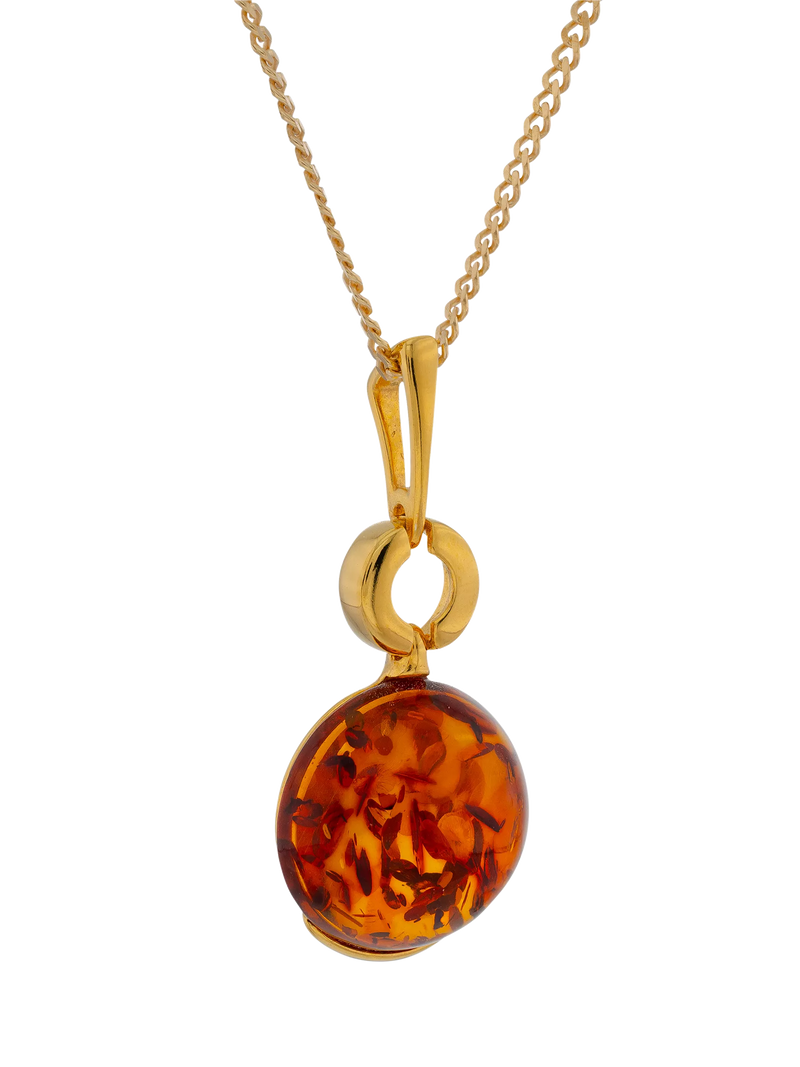 Be-Jewelled Baltic Cognac Amber pendant necklace - British product