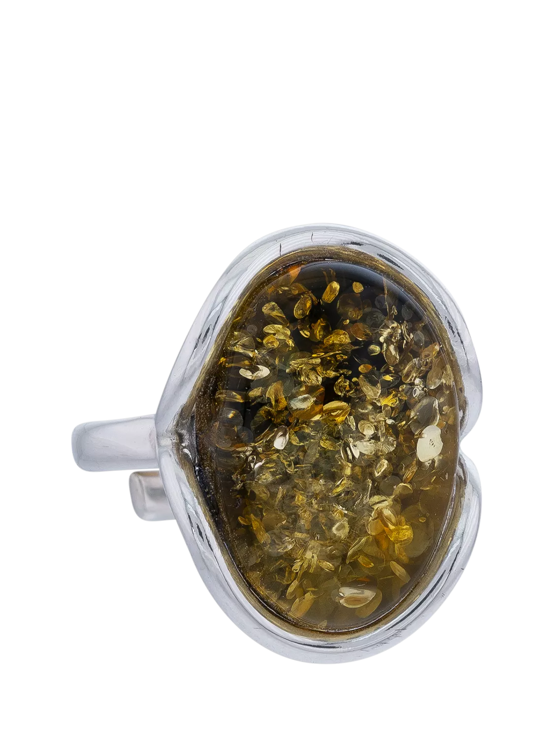 Be-Jewelled Baltic Green Amber Oval Ring size N, UK version
