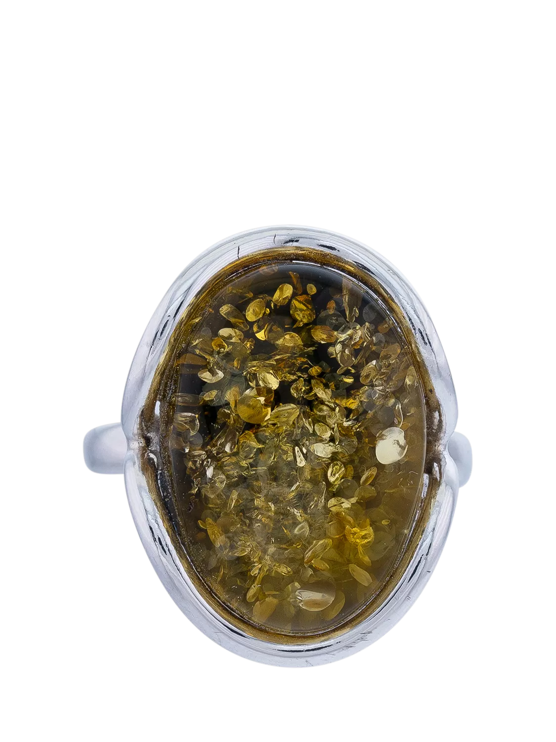 Be-Jewelled Baltic Green Amber Oval Ring size N, UK version