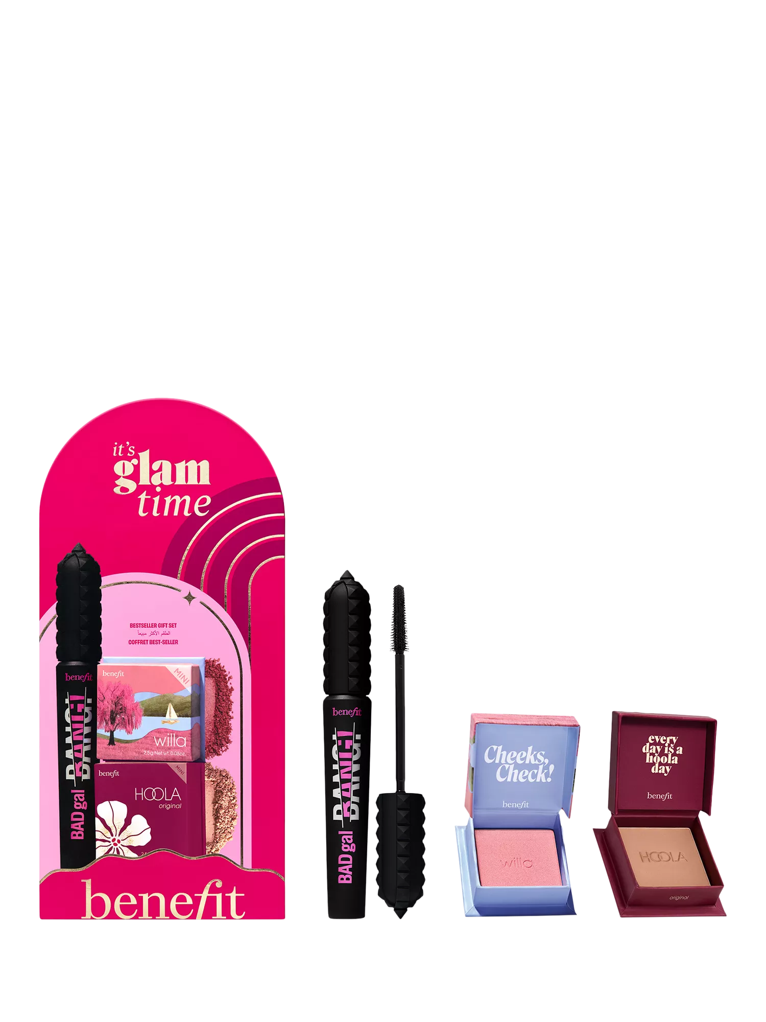 Benefit It's Glam Time makeup gift set with mascara, blush, bronzer - British product