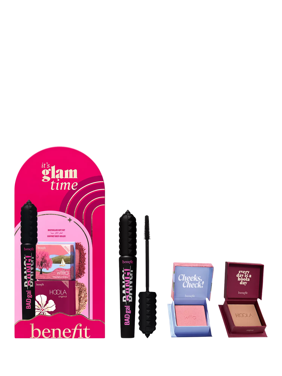 Benefit It's Glam Time makeup gift set with mascara, blush, bronzer - British product