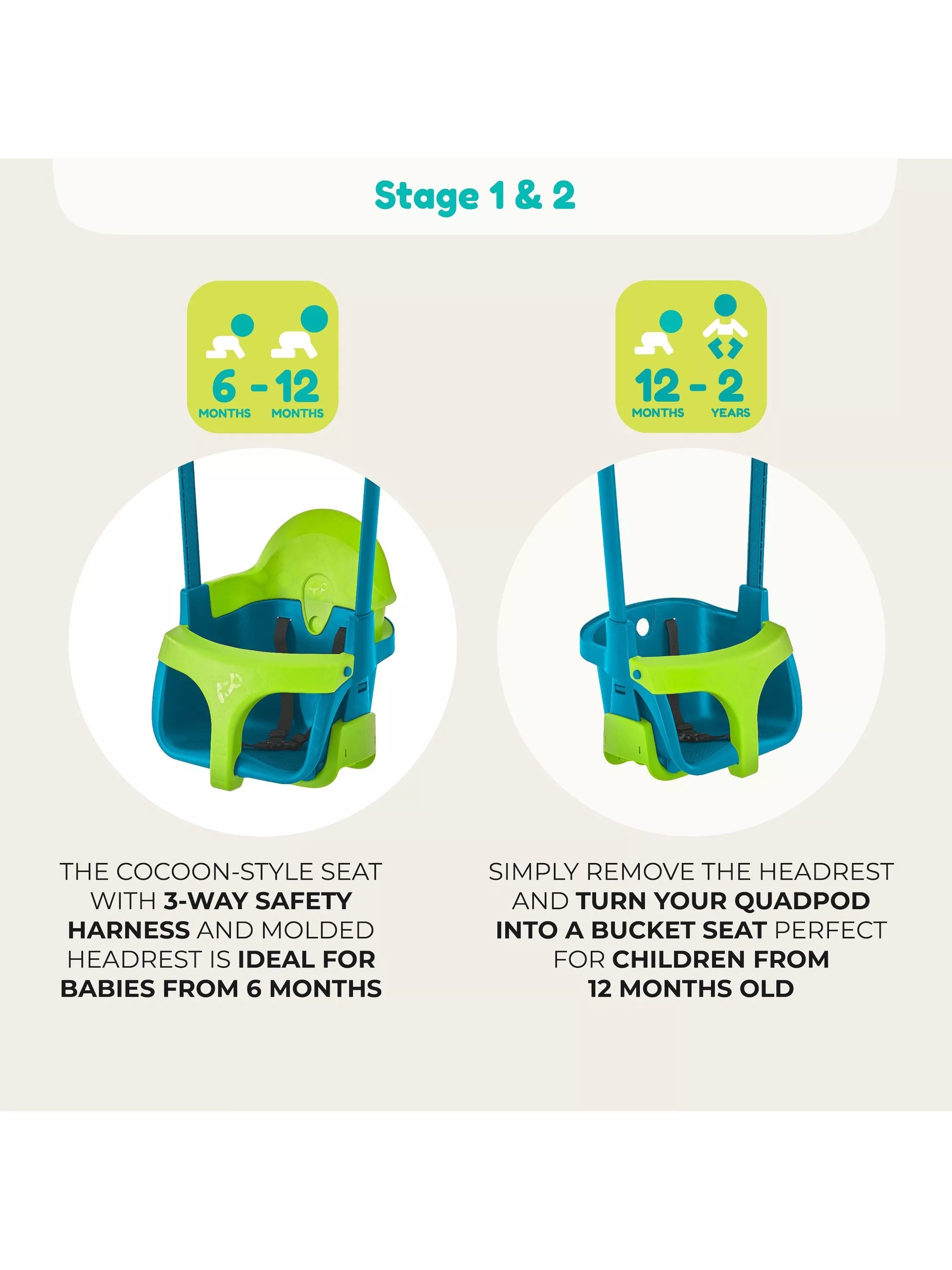 TP Toys Quadpod 4-in-1 baby swing seat, UK version