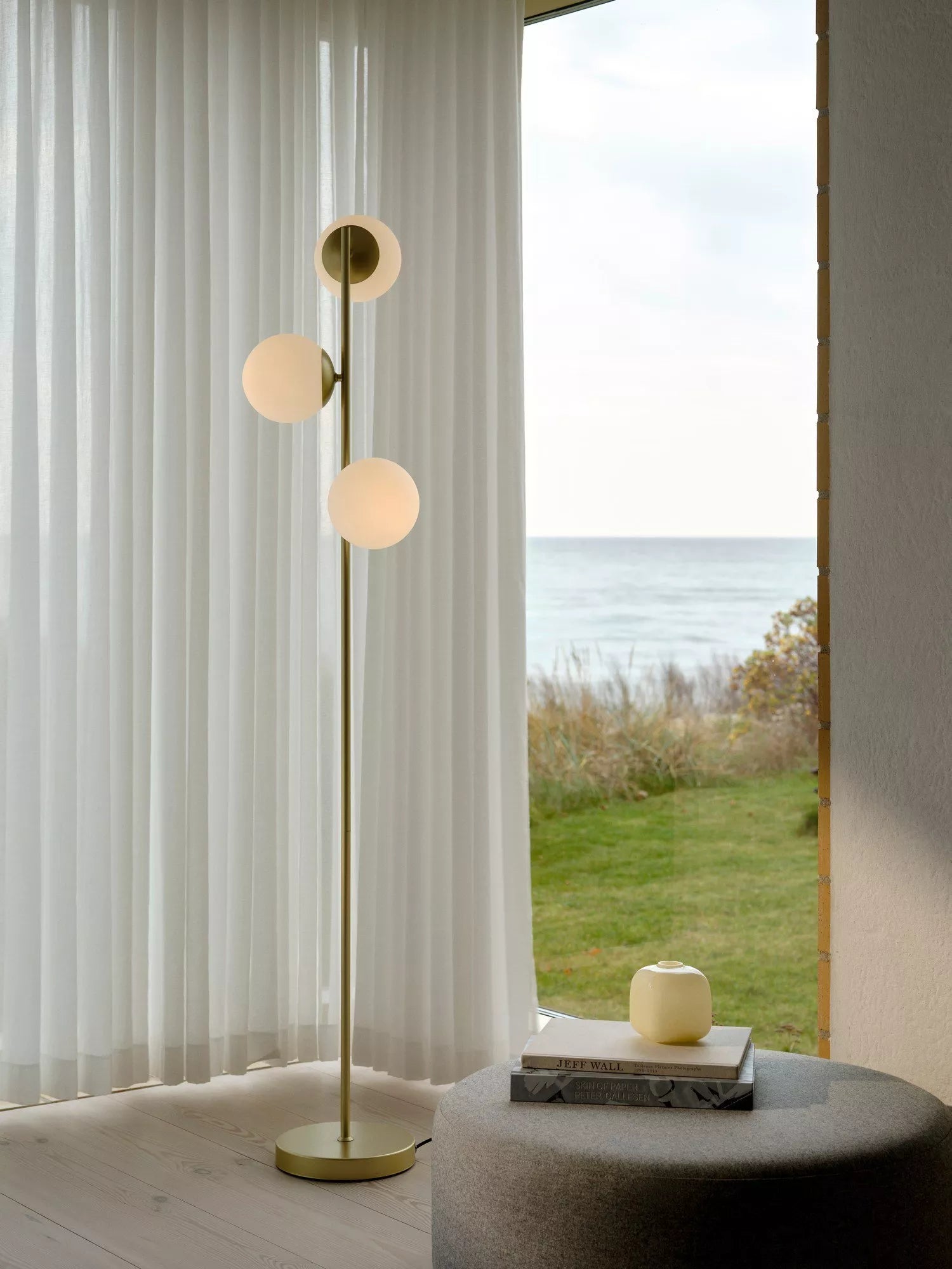 Nordlux Lilly floor lamp brass with opal glass shades (British brand)