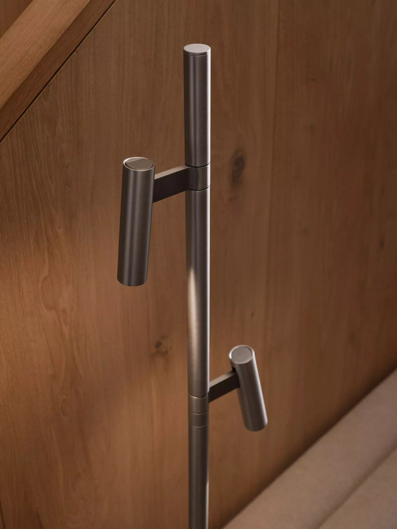 Nordlux Makoto floor lamp satin chrome adjustable heads (British brand)
