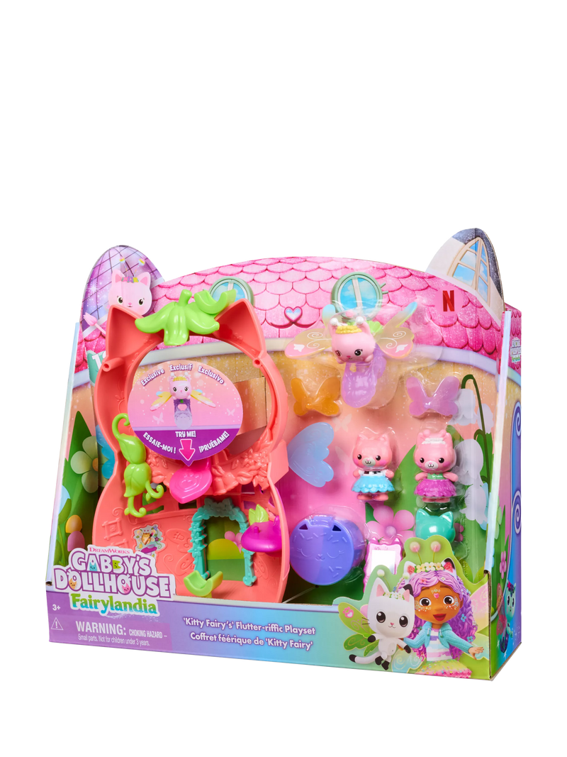 Gabby's Dollhouse Kitty Fairy Flutter-riffic playset 20.3cm, imported from the UK