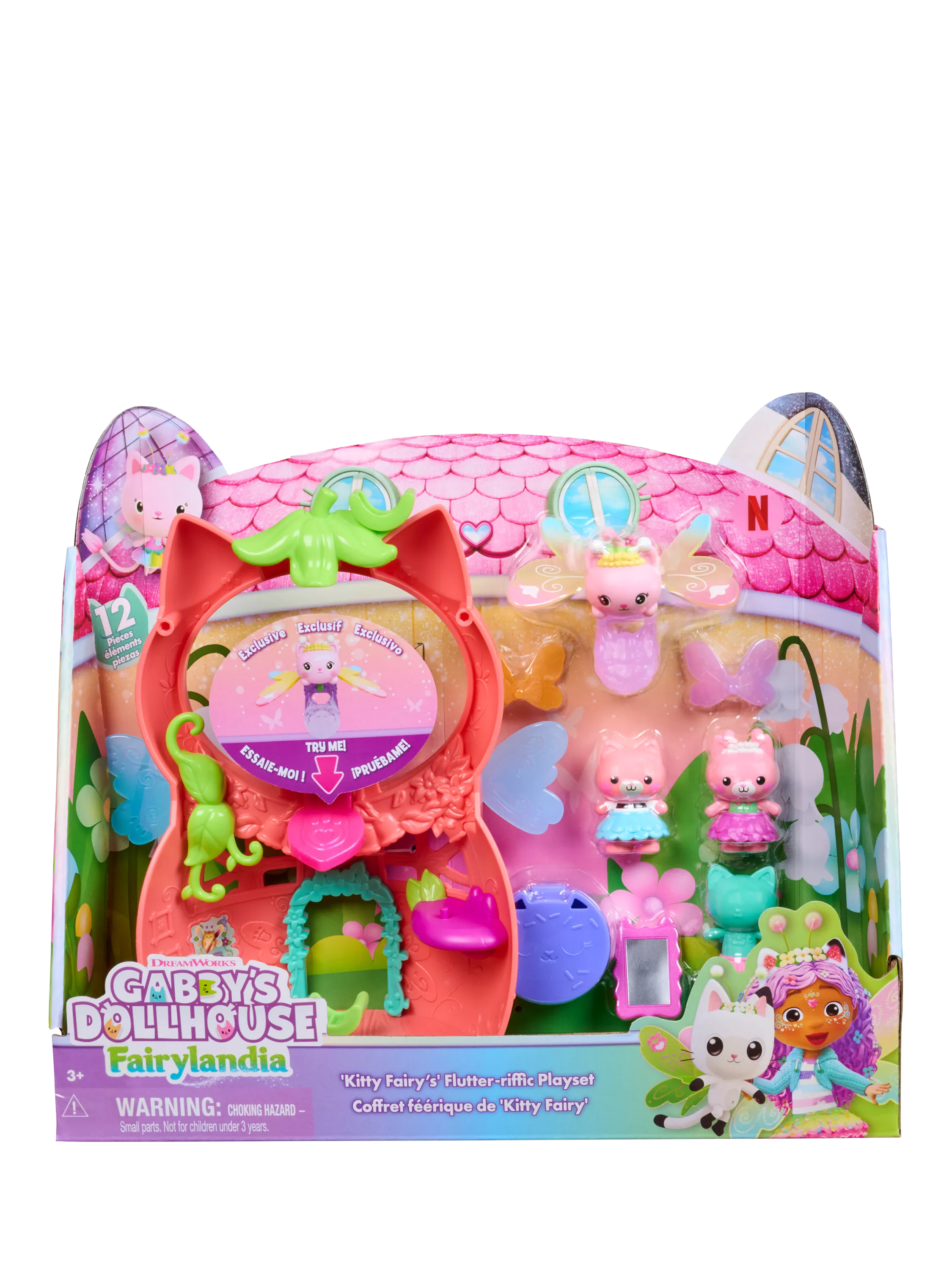 Gabby's Dollhouse Kitty Fairy Flutter-riffic playset 20.3cm, imported from the UK