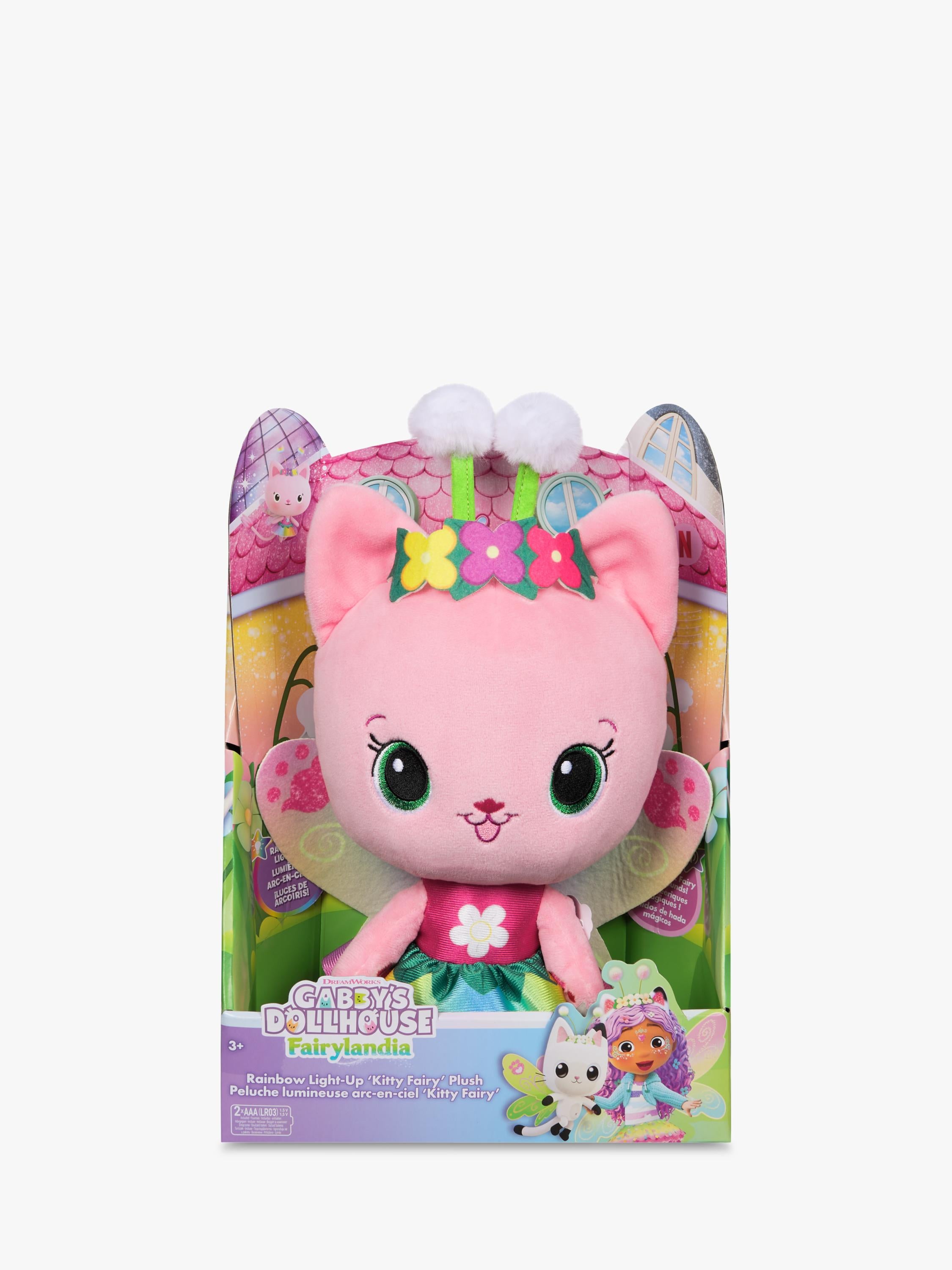 Gabby's Dollhouse Rainbow Light-Up Kitty Fairy plush toy 14 inch, imported from the UK