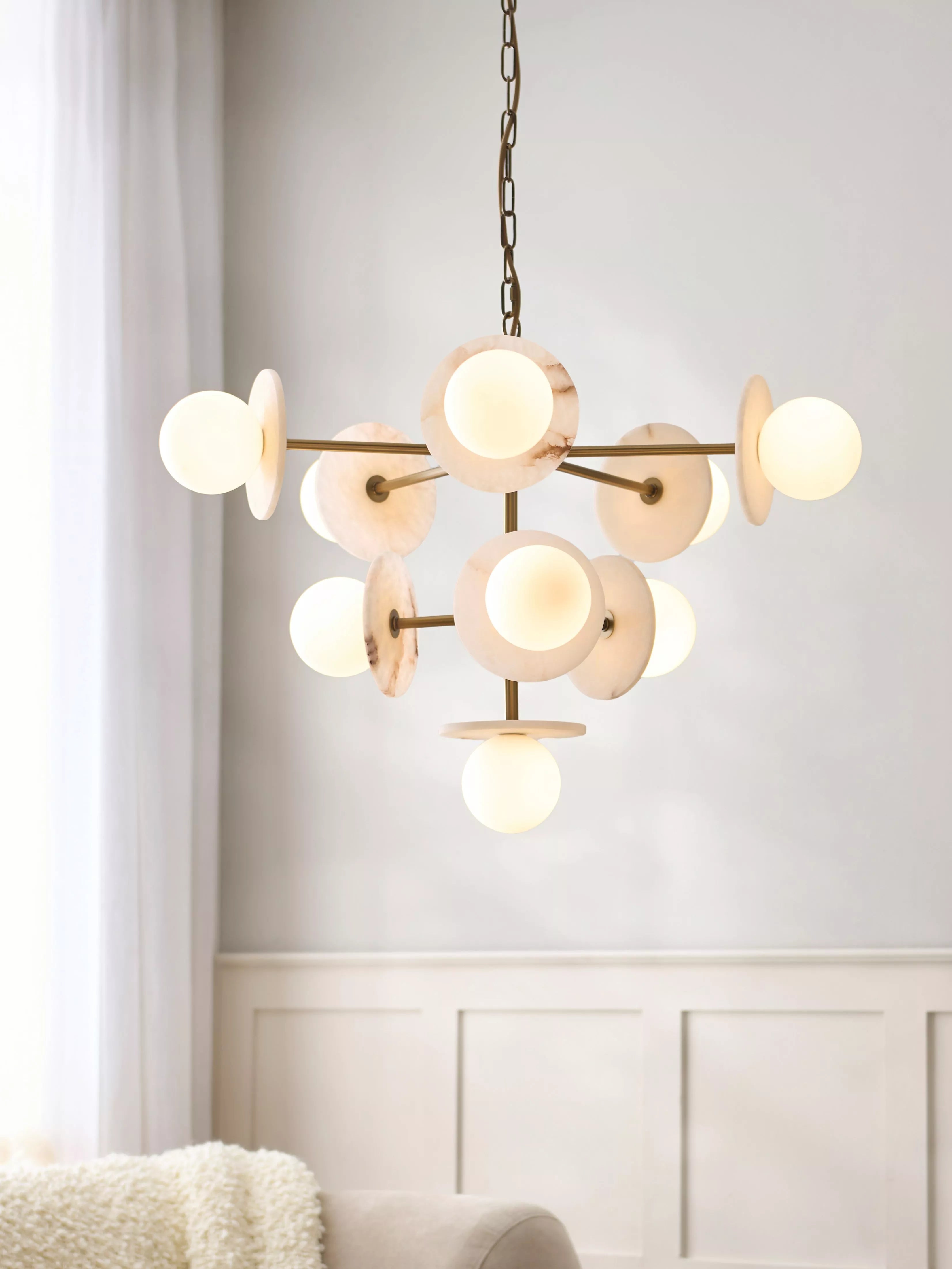 John Lewis Novarro opal globe pendant light antique brass - British product