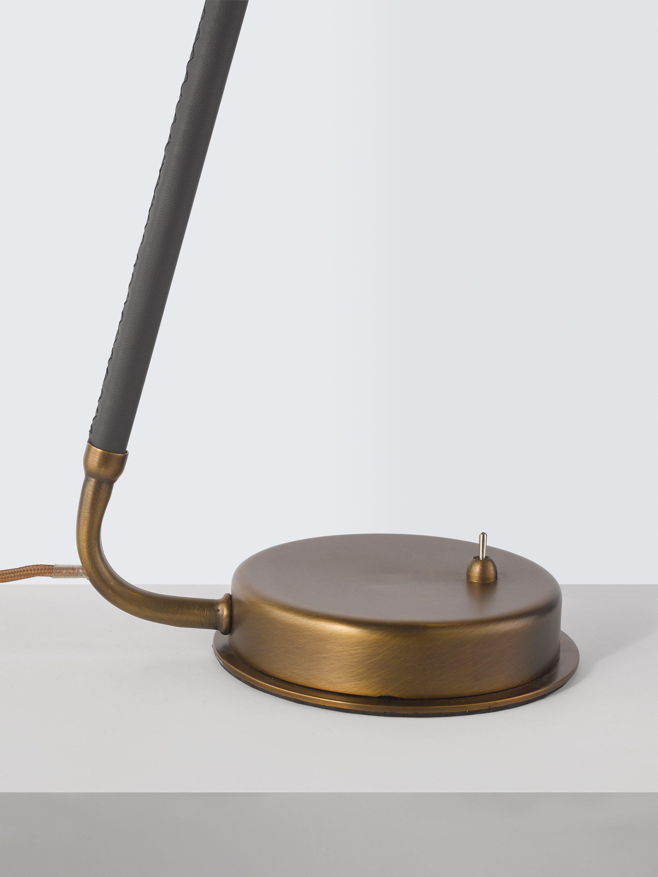 John Lewis Annmarie blue task lamp with antique brass finish, imported from the UK