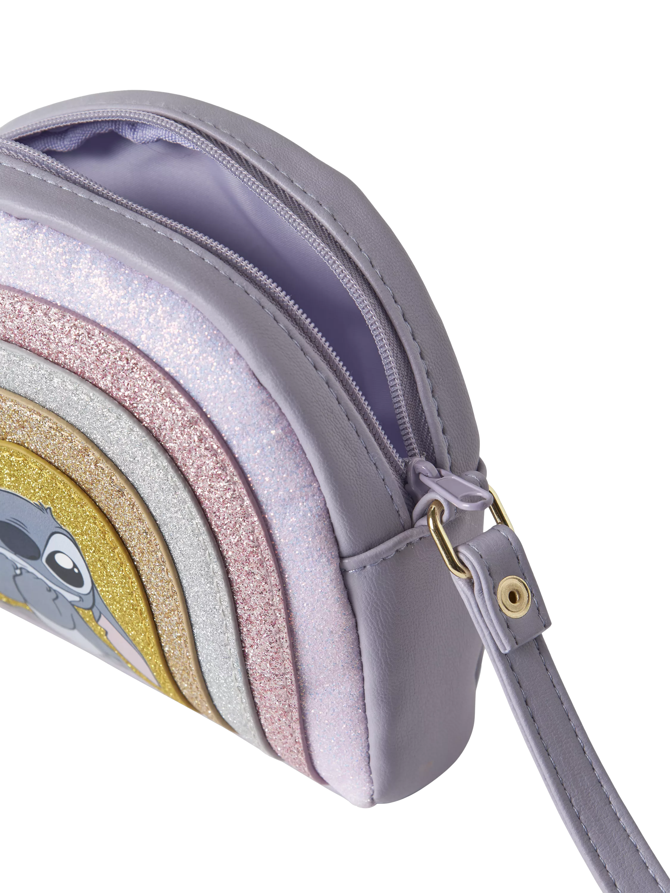 NAME IT Stitch glitter crossbody bag lavender grey, imported from the UK