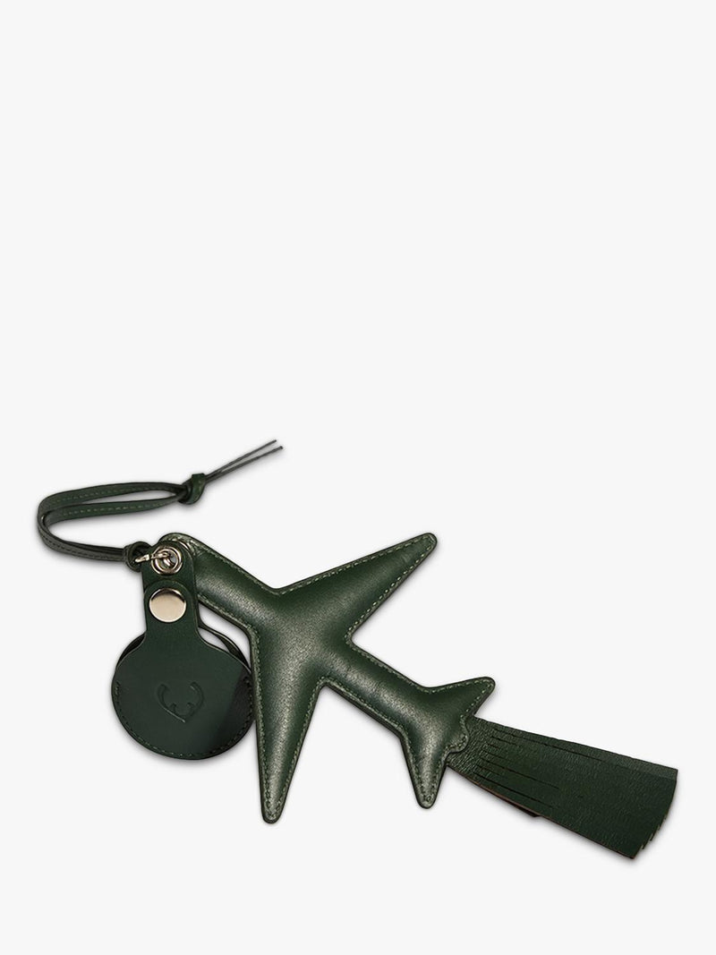 Antler leather AirTag holder in Cedar - British product