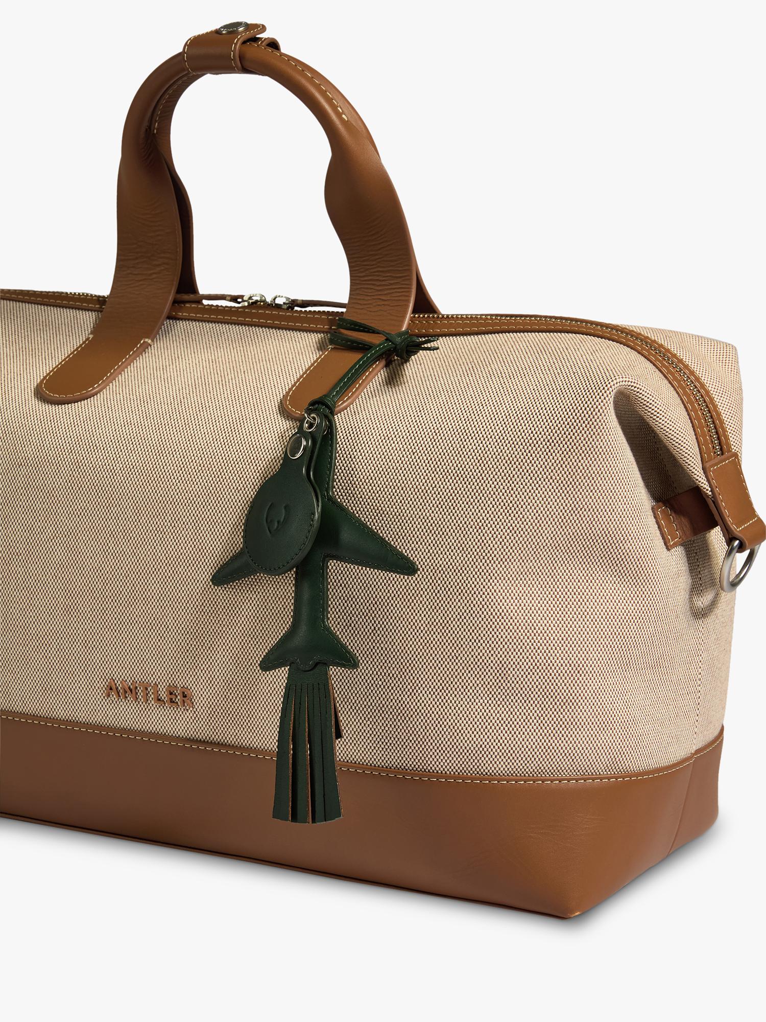 Antler leather AirTag holder in Cedar - British product