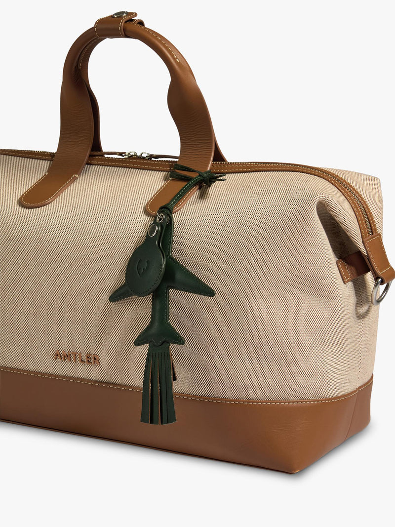 Antler leather AirTag holder in Cedar - British product