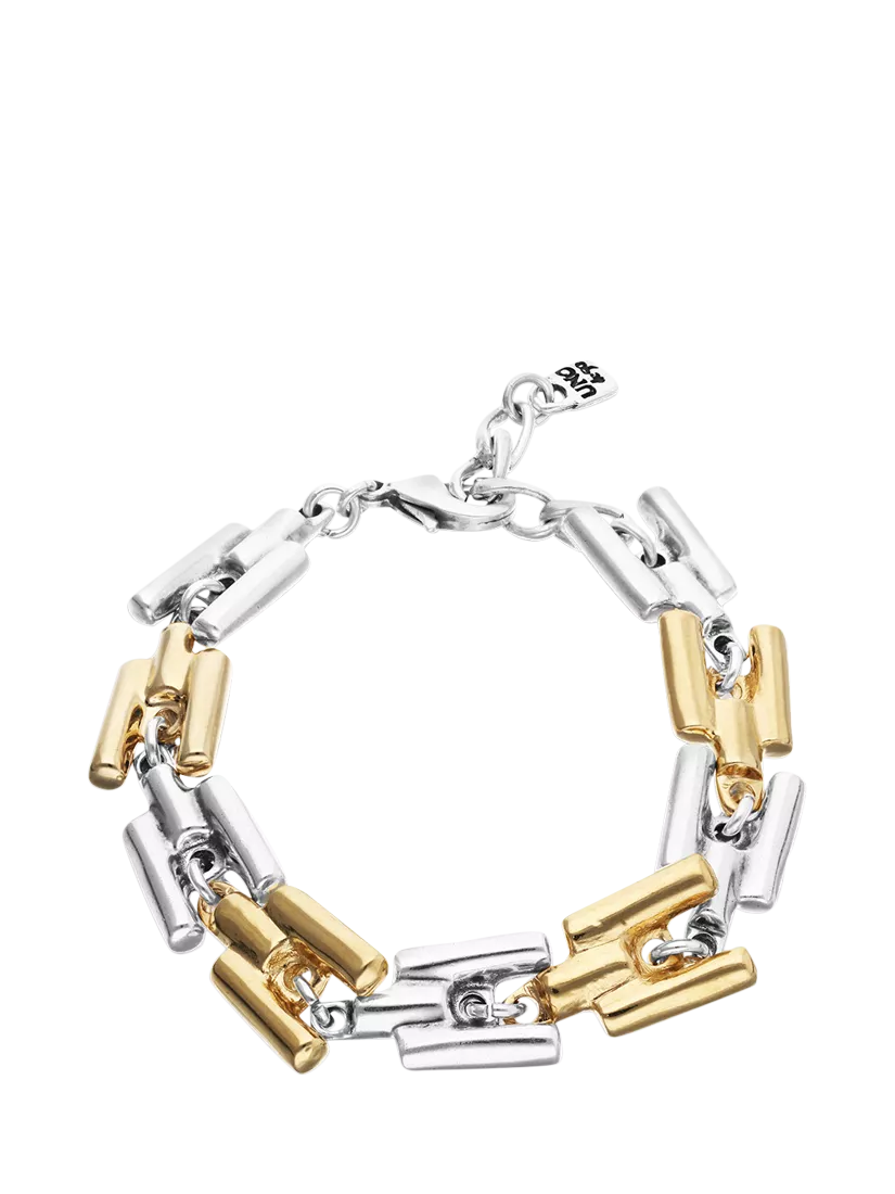 UNOde50 chunky interlock two tone bracelet silver gold (British brand)