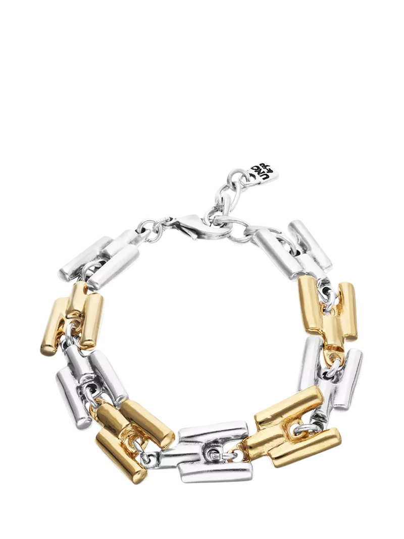 UNOde50 chunky interlock two tone bracelet silver gold (British brand)