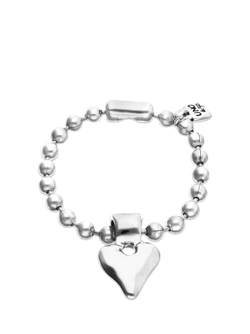 UNOde50 molten heart beaded bracelet silver, UK version
