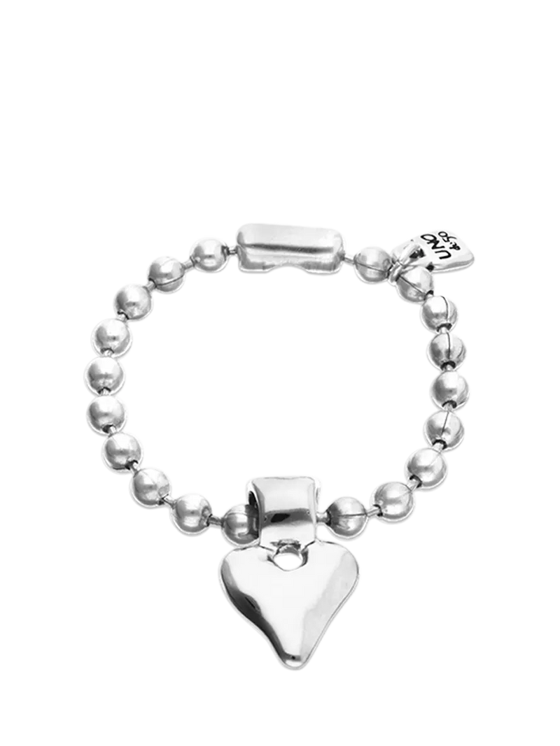 UNOde50 molten heart beaded bracelet silver, UK version