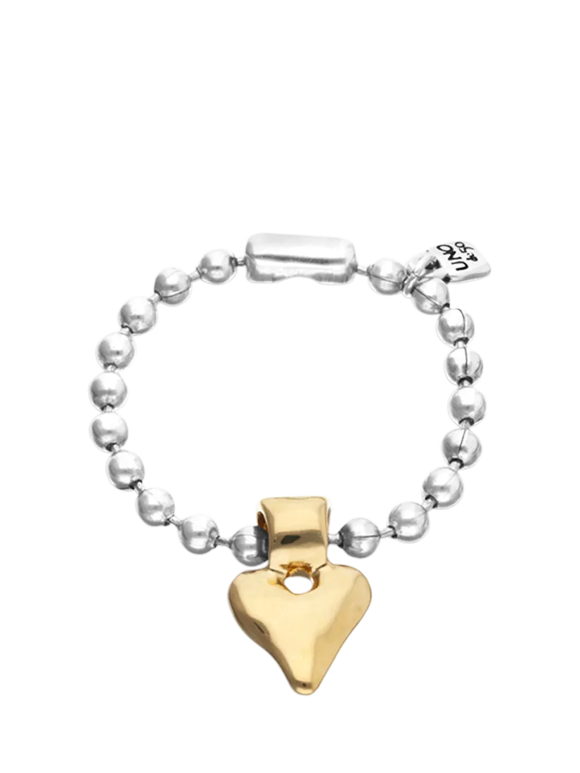 UNOde50 two tone beaded heart bracelet 18.5cm - British product