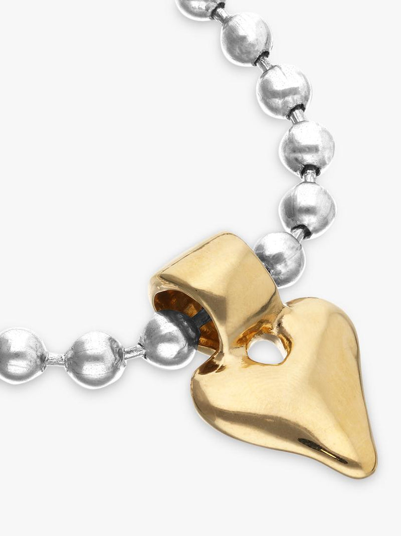 UNOde50 two tone beaded heart bracelet 18.5cm - British product