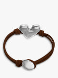 UNOde50 Molten Heart Cord Bracelet Brown Silver - British product