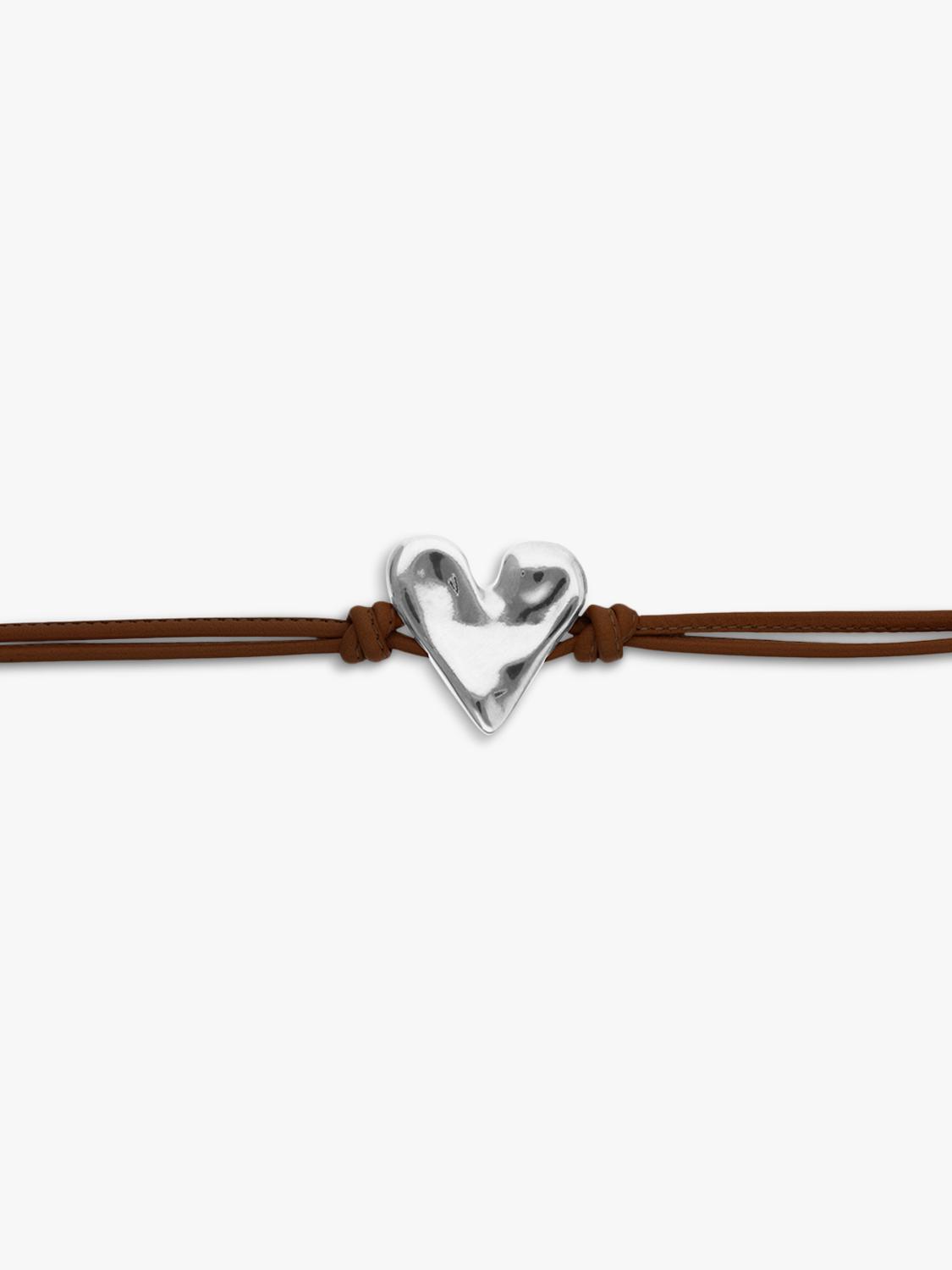 UNOde50 Molten Heart Cord Bracelet Brown Silver - British product