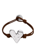 UNOde50 Molten Heart Cord Bracelet Brown/Silver