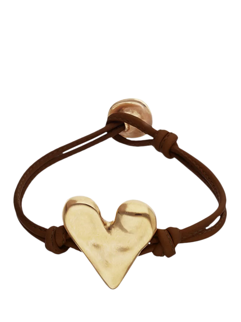 UNOde50 Molten Heart Cord Bracelet brown gold, UK version