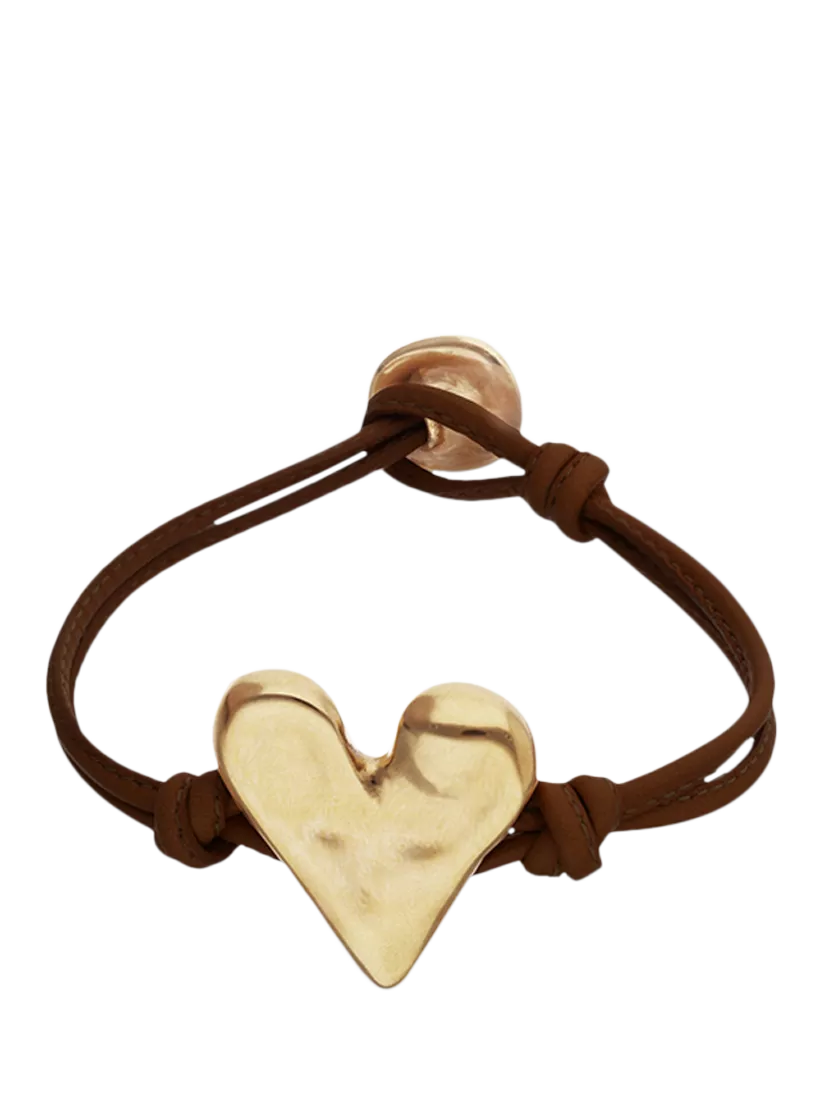 UNOde50 Molten Heart Cord Bracelet Brown/Gold