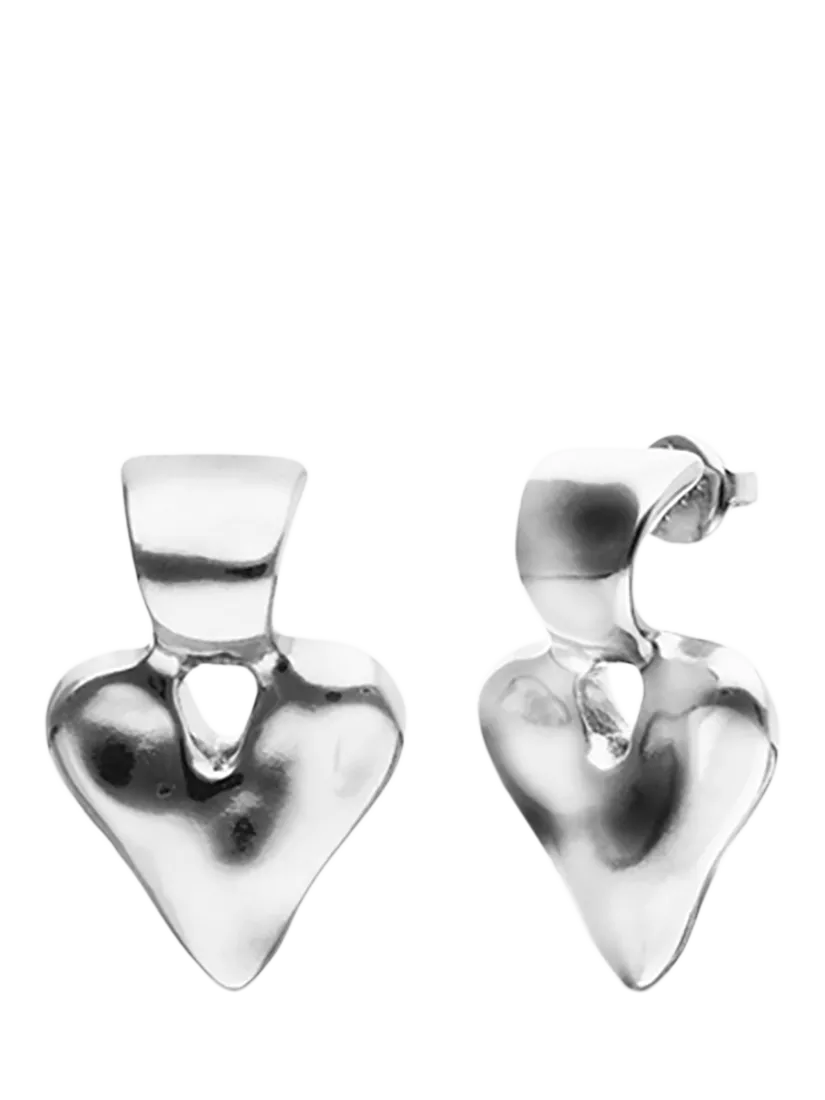 UNOde50 Molten Heart Stud Earrings silver-plated (British brand)