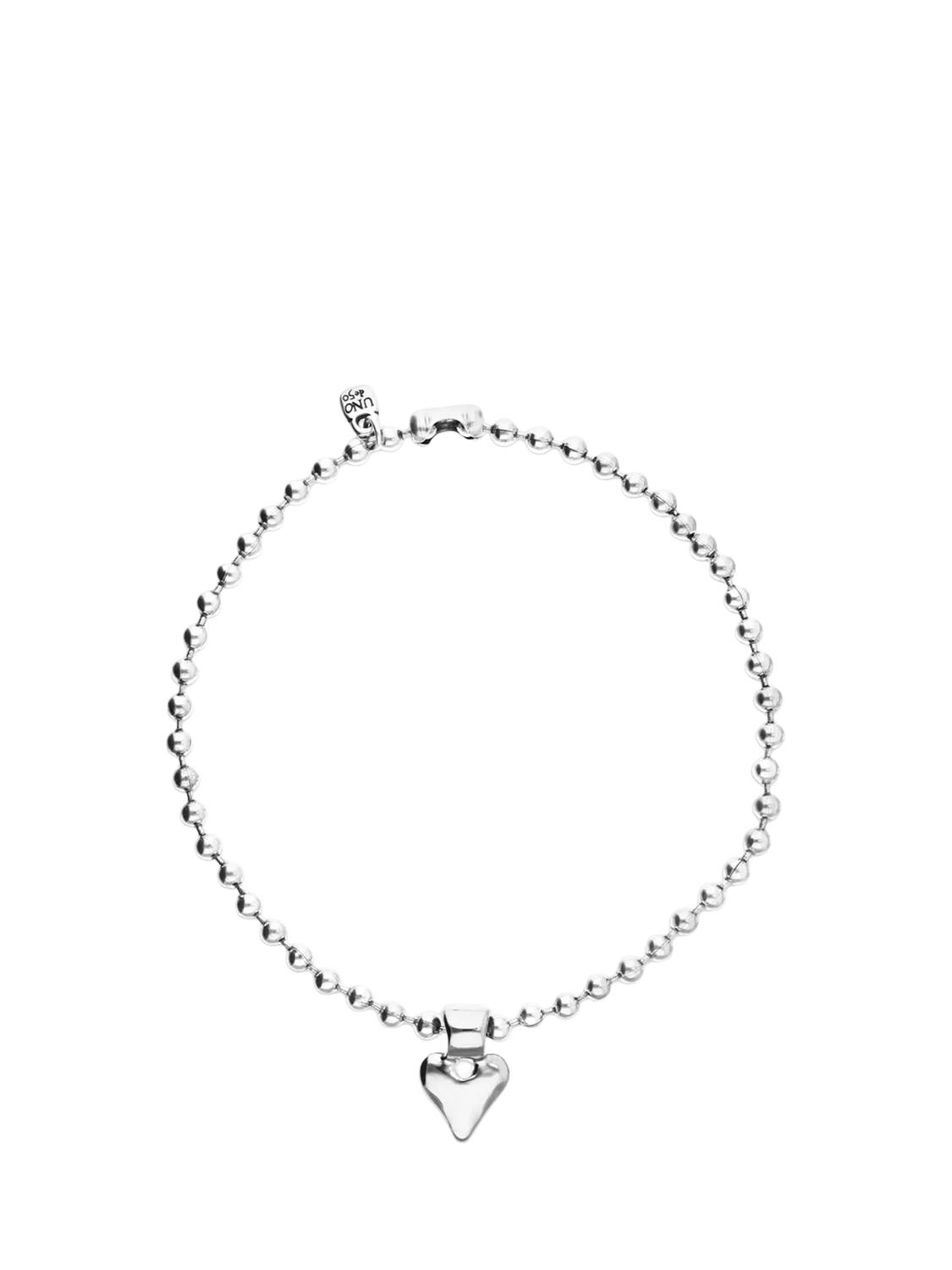 UNOde50 Molten Heart necklace 40.5cm silver beaded, imported from the UK