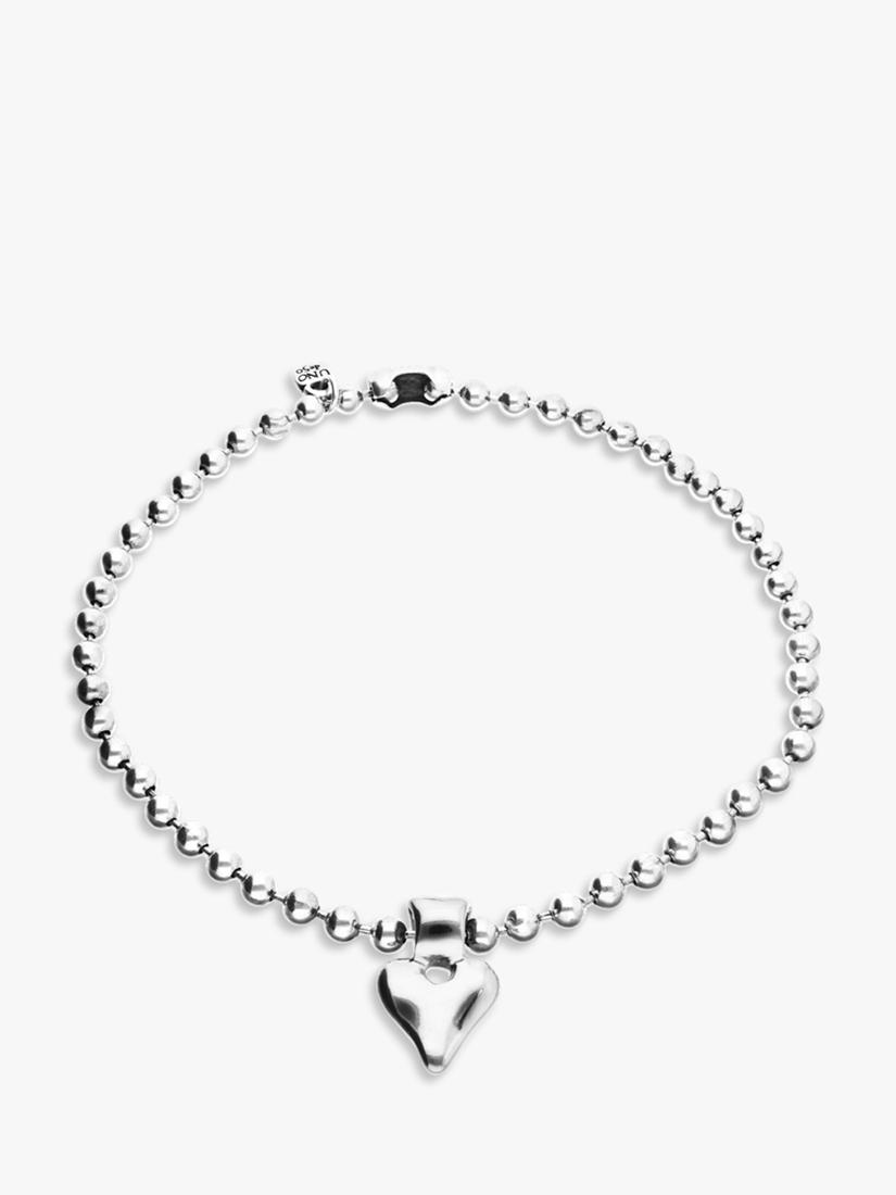 UNOde50 Molten Heart necklace 40.5cm silver beaded, imported from the UK