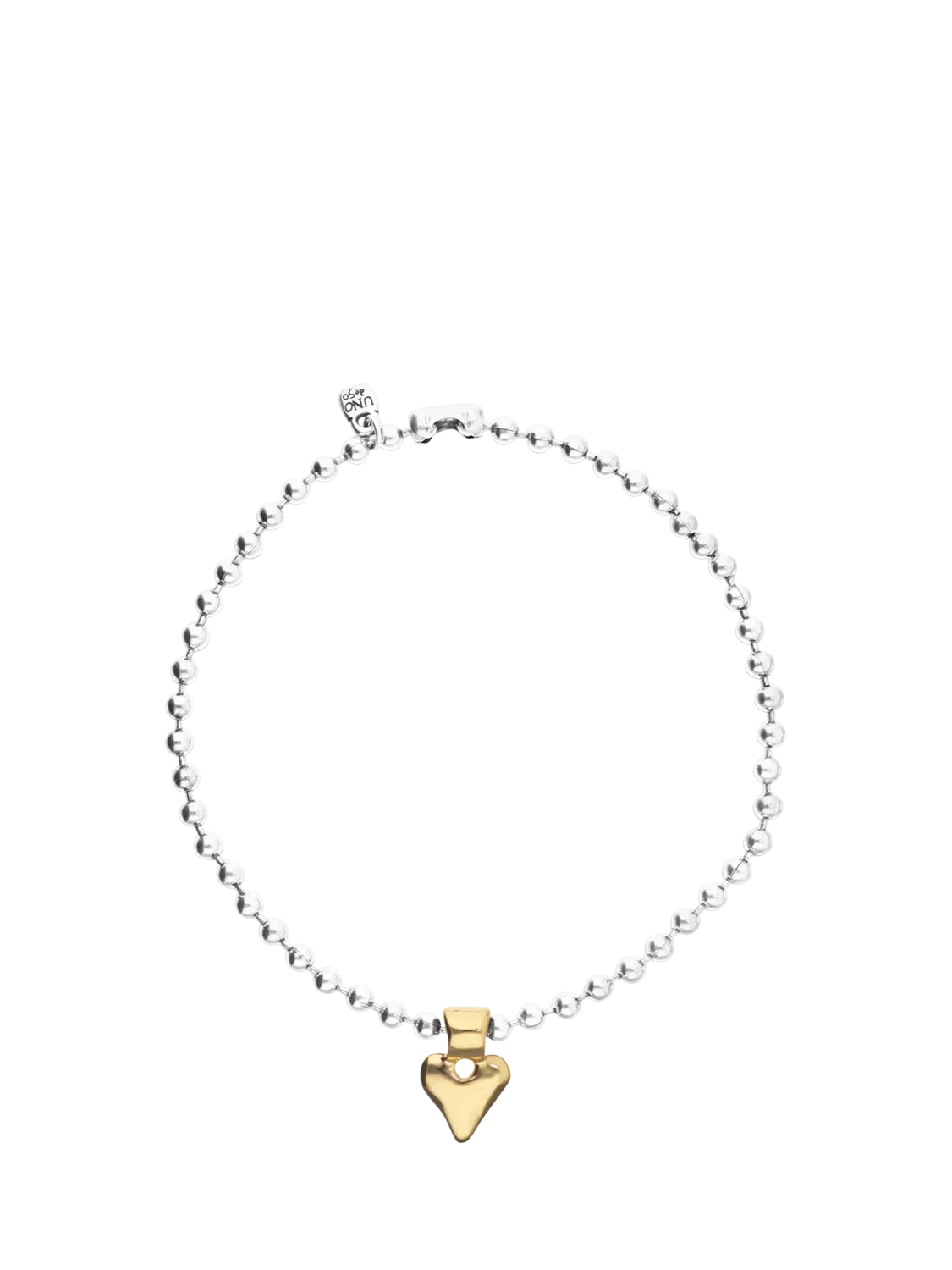 UNOde50 Molten Heart Beaded Necklace Silver Plated 40.5cm