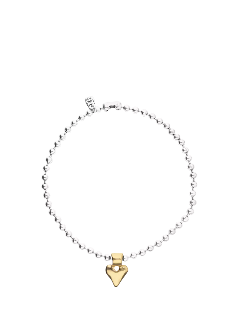 UNOde50 Molten Heart Beaded Necklace Silver Plated 40.5cm