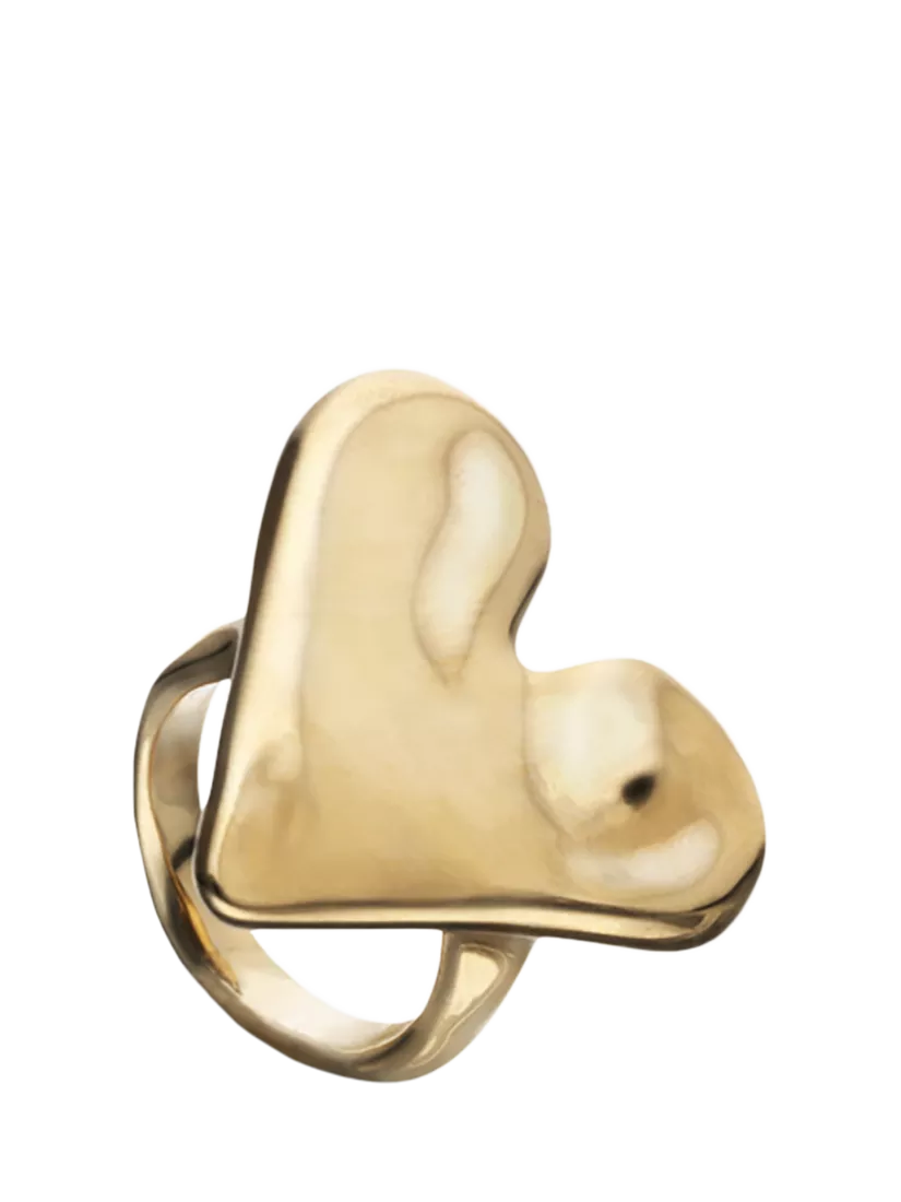 UNOde50 Molten Heart Ring Gold Cocktail Ring