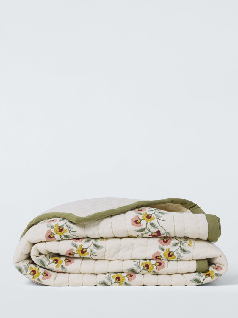 John Lewis cross stitch flowers quilted bedspread king size (British brand)