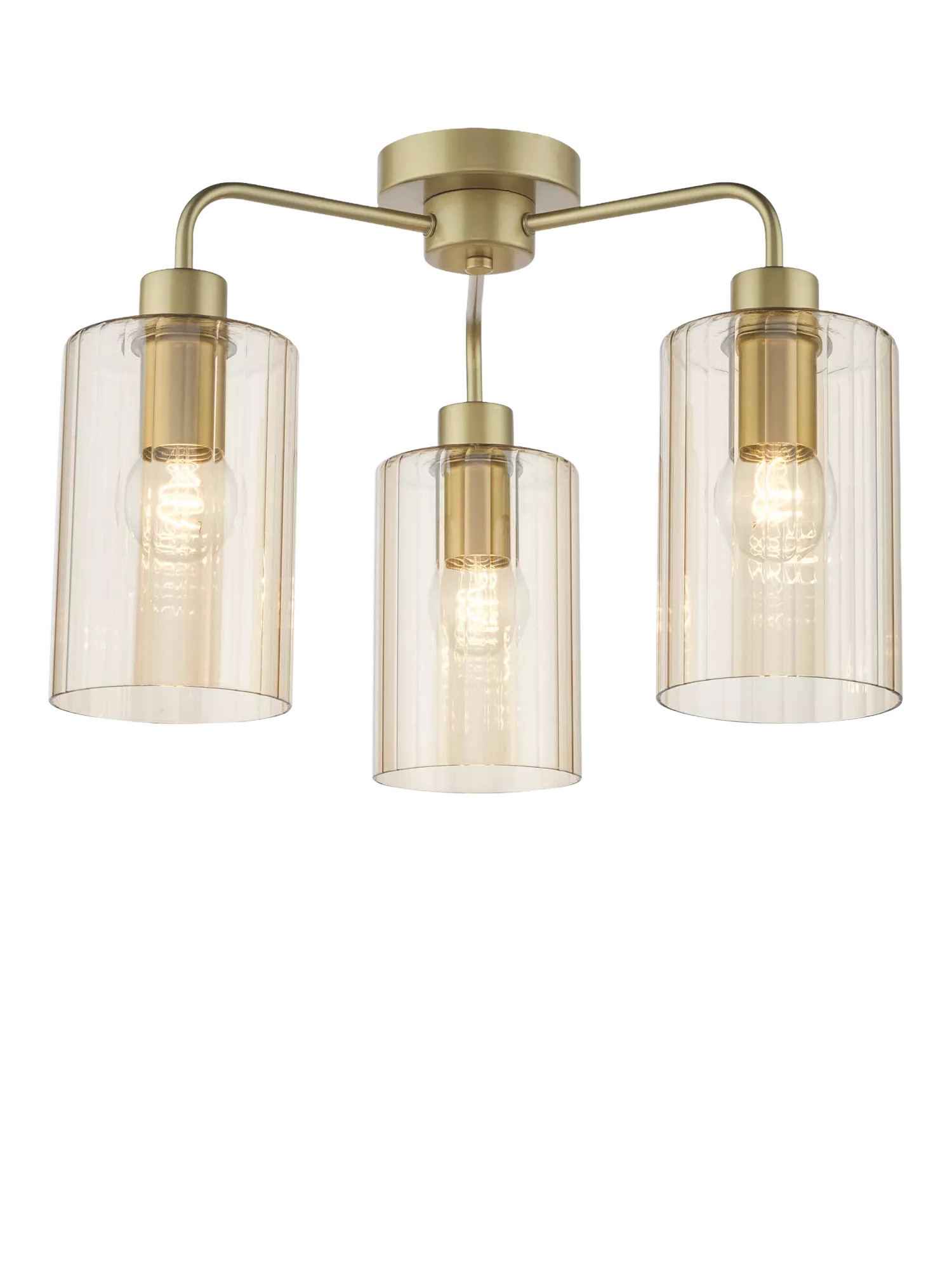 Där Daylin 5 Arm Glass Semi Flush Ceiling Light, Gold