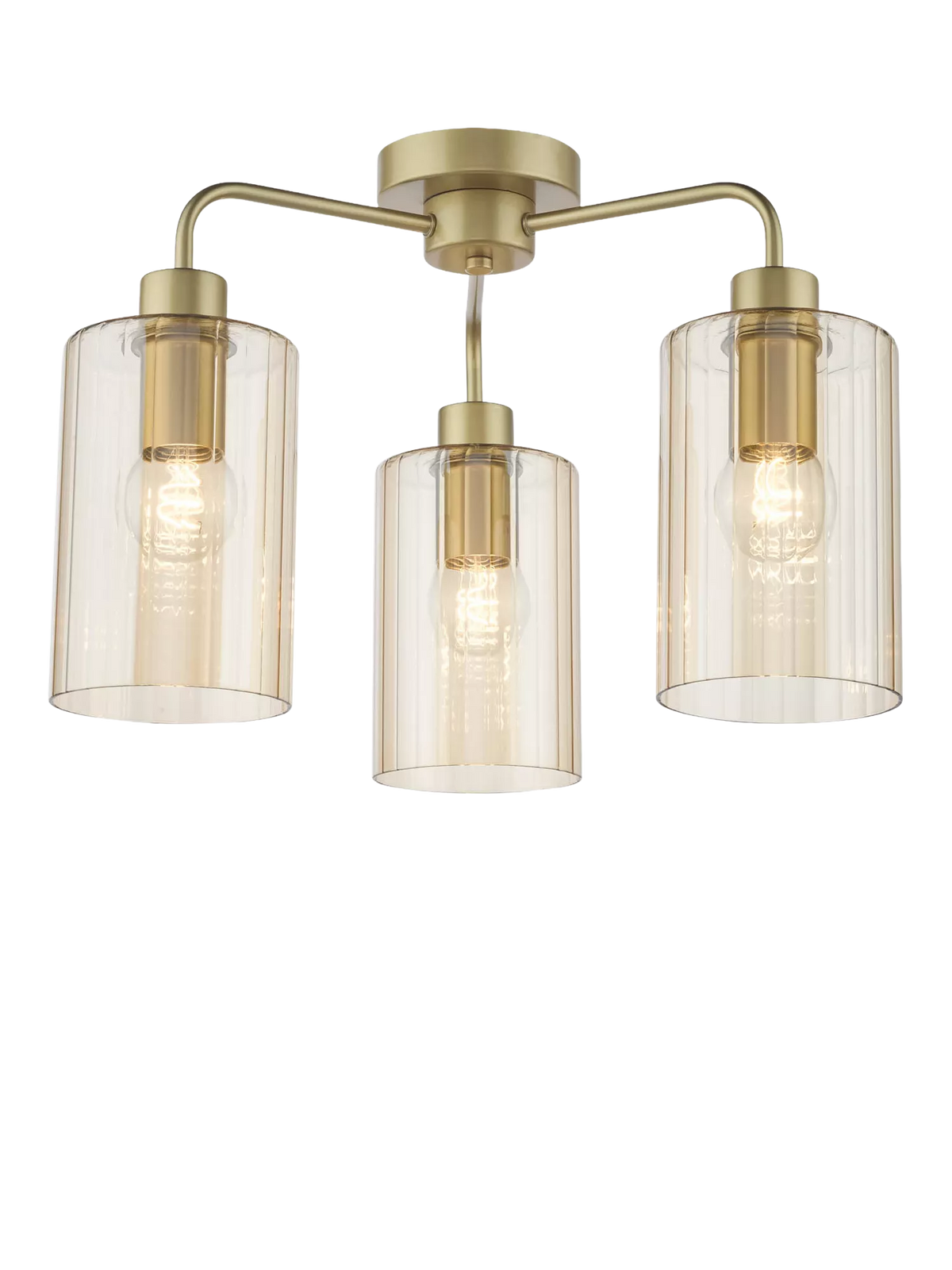 Där Daylin 5 Arm Glass Semi Flush Ceiling Light, Gold