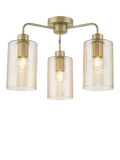 Där Daylin 5 Arm Glass Semi Flush Ceiling Light, Gold