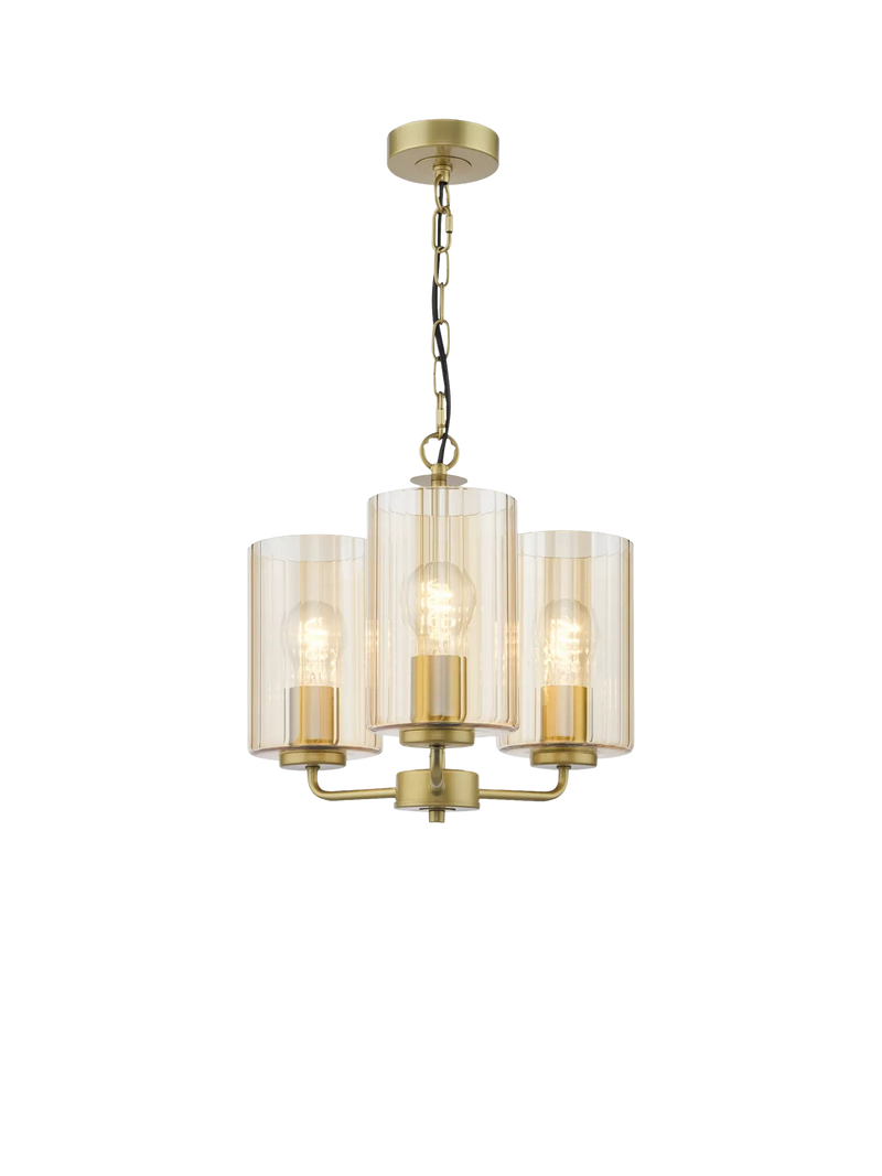Där Daylin gold three-arm pendant ceiling light (British brand)