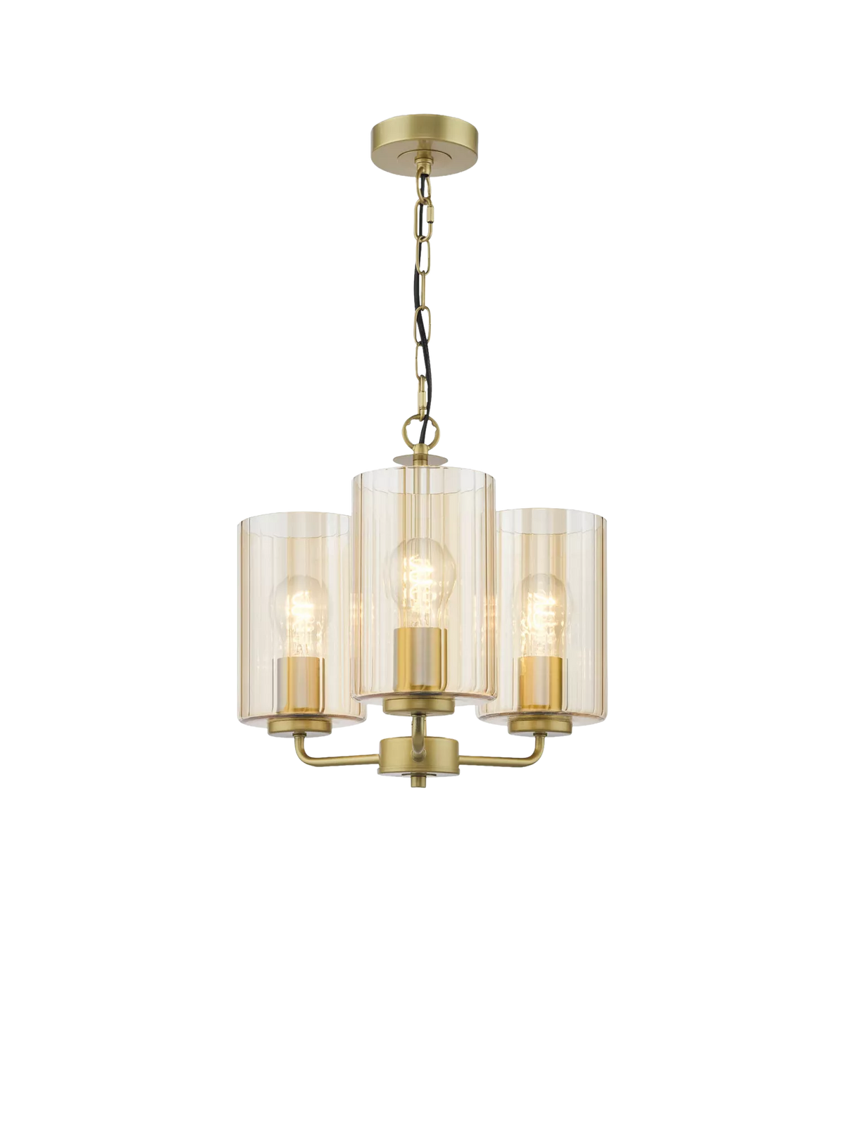 Där Daylin gold three-arm pendant ceiling light (British brand)