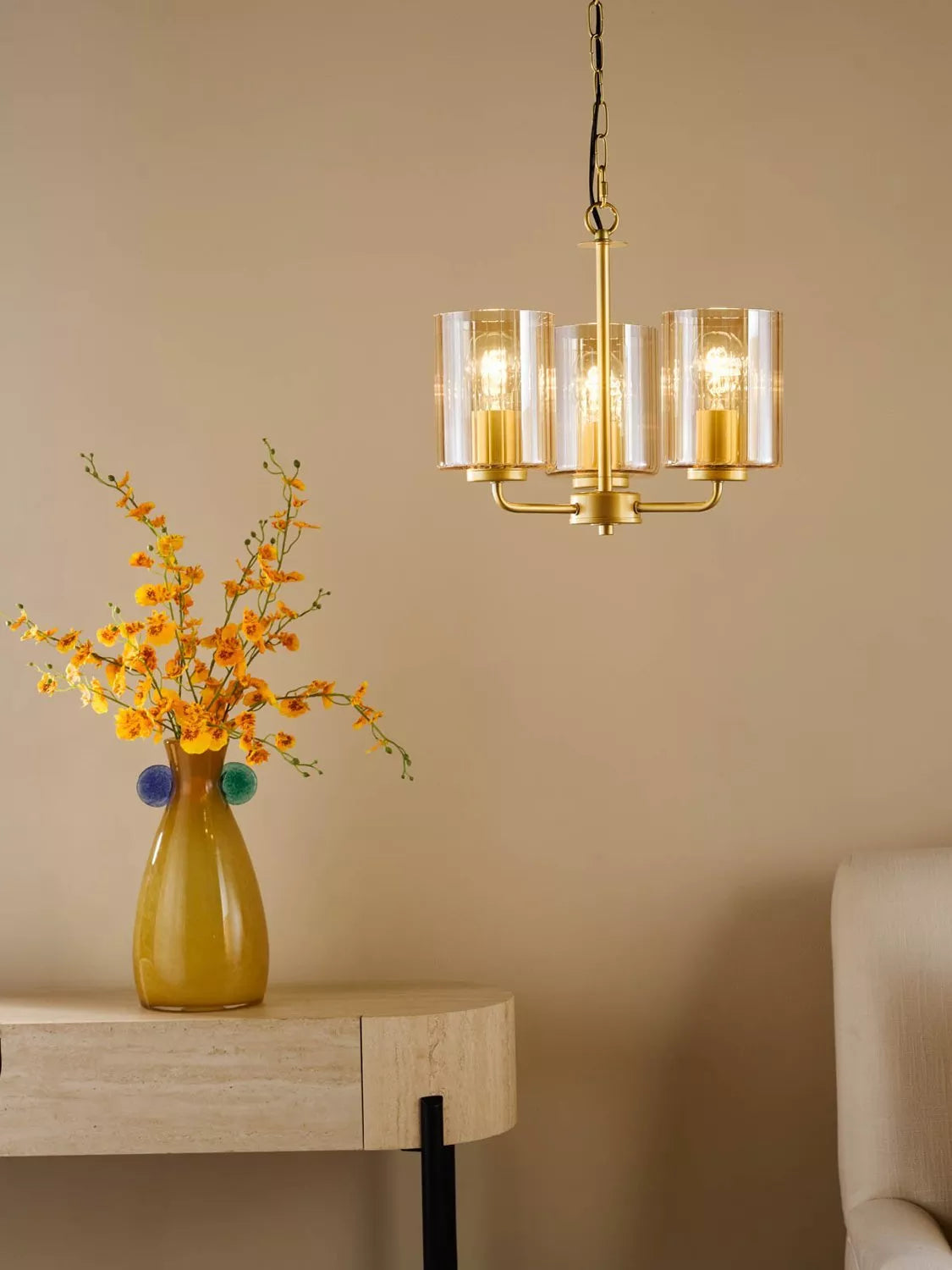 Där Daylin gold three-arm pendant ceiling light (British brand)