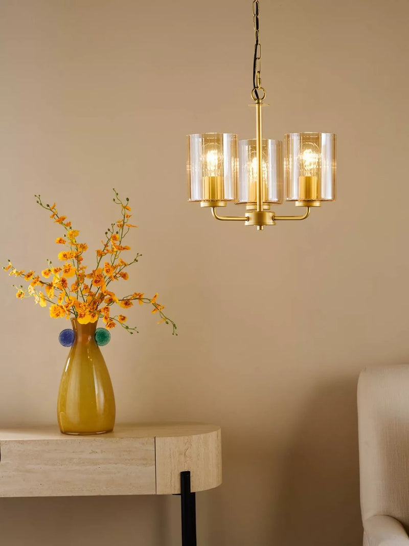 Där Daylin gold three-arm pendant ceiling light (British brand)